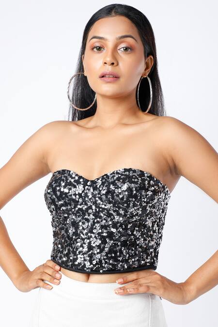 Buy_Emblaze_Black Velvet Sweetheart Neck Embellished Corset Top_Online_at_Aza_Fashions