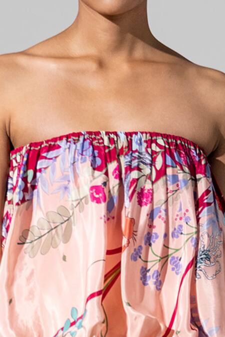 Limerick By Abirr N' Nanki_Pink Crepe Straight Printed Maxi Dress_Online_at_Aza_Fashions