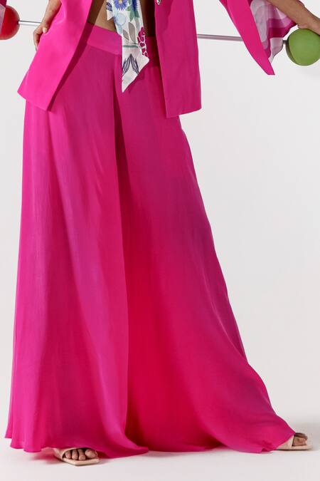 Limerick By Abirr N' Nanki_Pink Crepe Flared Pant_Online_at_Aza_Fashions