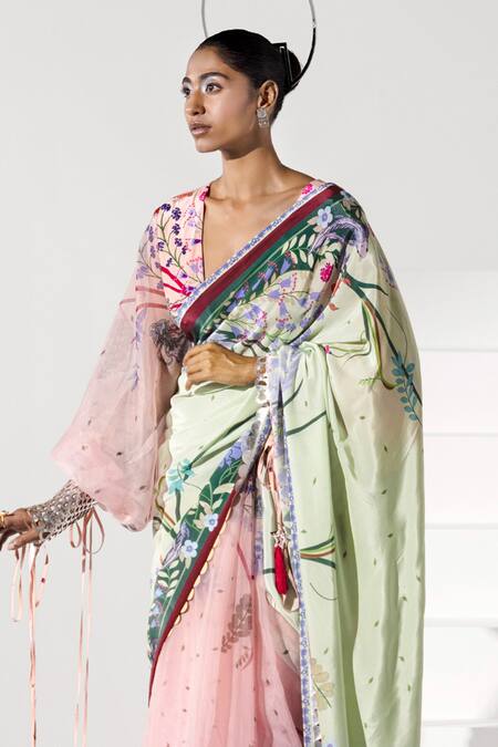 Buy Silk Puff Sleeve Sarees Online for Women in USA