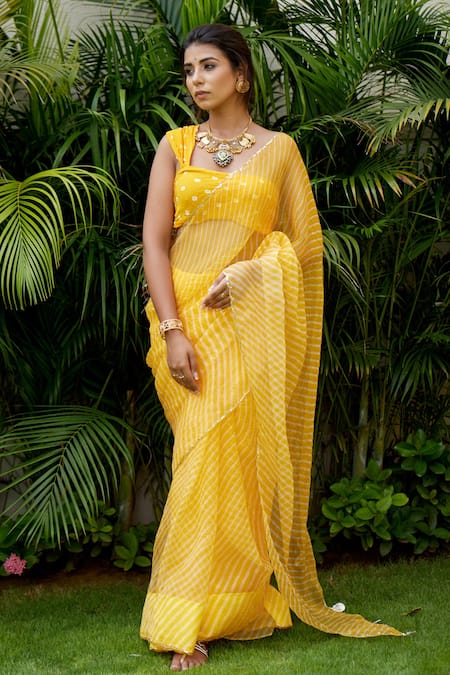 Ruchira Nangalia Organza Leheriya Saree 