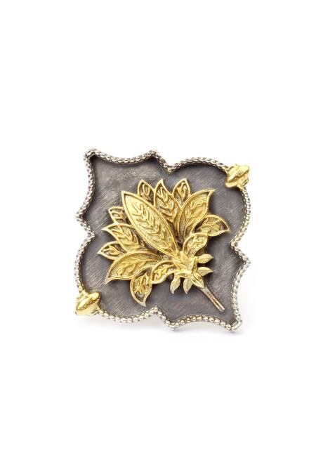 Sangeeta Boochra_Silver Plated Cut Work Handcrafted Ring _Online_at_Aza_Fashions