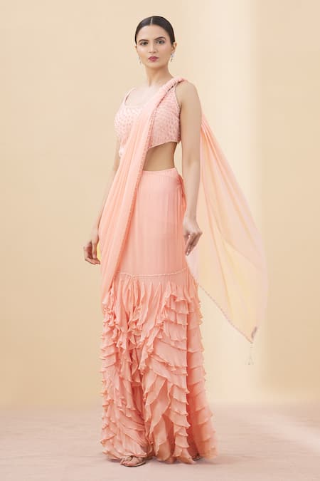 ARPAN VOHRA Pre-Draped Saree Gown With Blouse 