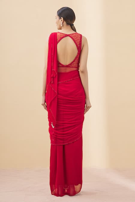 Arpan Vohra Embellished Saree Gown With Blouse 