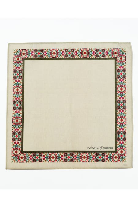 Shop Rabani & Rakha Multi Color Printed Pocket Square Gift Box Set Of 3 at Aza Fashions Shop_Rabani & Rakha_Multi Color Printed Pocket Square Gift Box Set Of 3 _at_Aza_Fashions