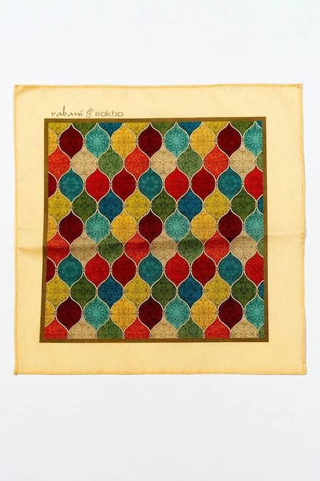 Buy_Rabani & Rakha_Multi Color Printed Pocket Square Gift Box Set Of 3 _Online_at_Aza_Fashions