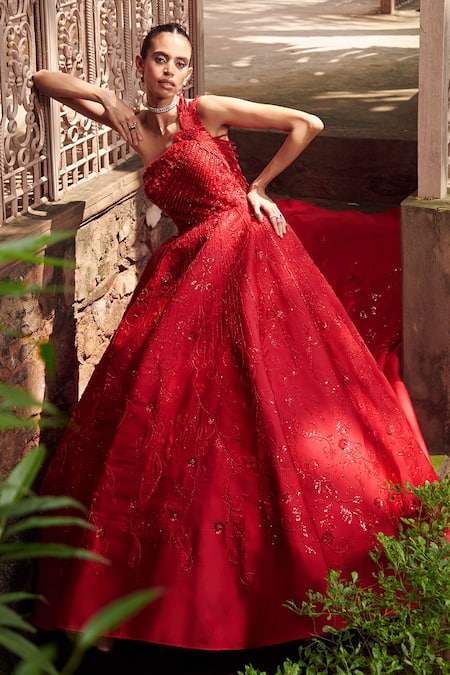 Petra Nemcova Red One Shoulder Bow Prom Dress - Xdressy