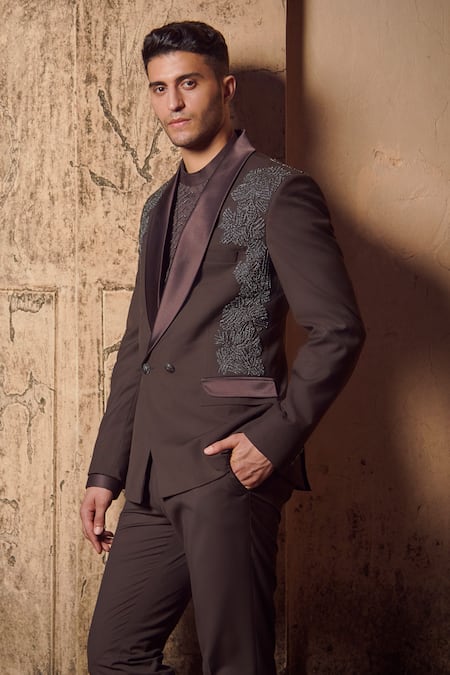 Rachit Khanna Embroidered Tuxedo & Pant Set 