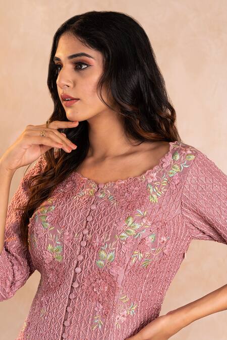 Shikha And Srishti Design Pink Silk, Organza, Satin Round Asymmetric Jacket And Pleated Skirt Set Online at Aza Fashions Shikha And Srishti Design_Pink Silk, Organza, Satin Round Asymmetric Jacket And Pleated Skirt Set _Online_at_Aza_Fashions