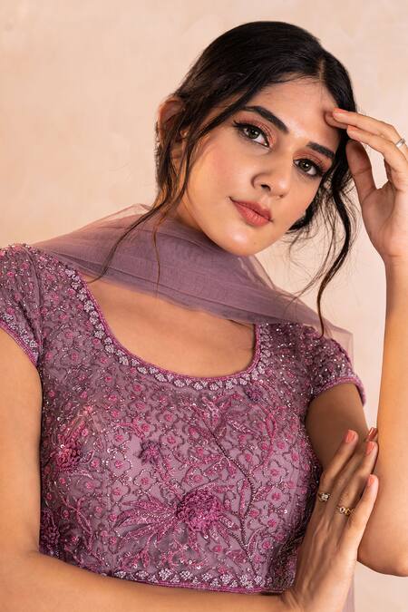 Shikha And Srishti Design Purple Organza, Net Round Embroidered Lehenga Set Online at Aza Fashions Shikha And Srishti Design_Purple Organza, Net Round Embroidered Lehenga Set _Online_at_Aza_Fashions