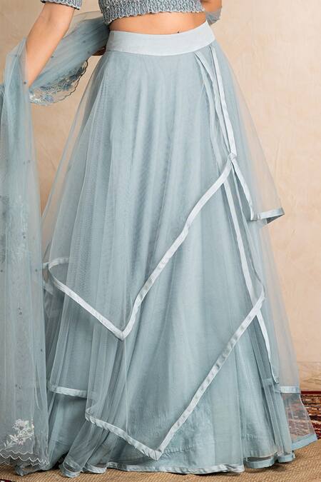 Buy Shikha And Srishti Design Blue Organza, Net Round Layered Lehenga Set Online at Aza Fashions Buy_Shikha And Srishti Design_Blue Organza, Net Round Layered Lehenga Set _Online_at_Aza_Fashions