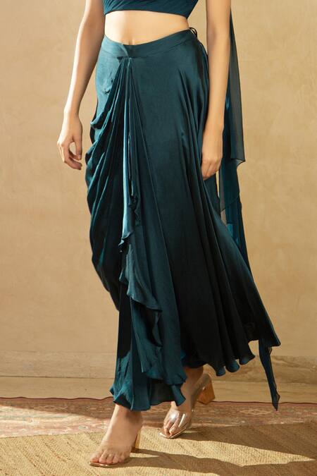 Buy Shikha And Srishti Design Blue Organza, Georgette, Satin Asymmetric Draped Skirt Set Online at Aza Fashions Buy_Shikha And Srishti Design_Blue Organza, Georgette, Satin Asymmetric Draped Skirt Set _Online_at_Aza_Fashions