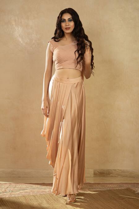 Buy Shikha And Srishti Design Pink Organza, Georgette, Satin Asymmetric Draped Skirt Set Online at Aza Fashions Buy_Shikha And Srishti Design_Pink Organza, Georgette, Satin Asymmetric Draped Skirt Set _Online_at_Aza_Fashions