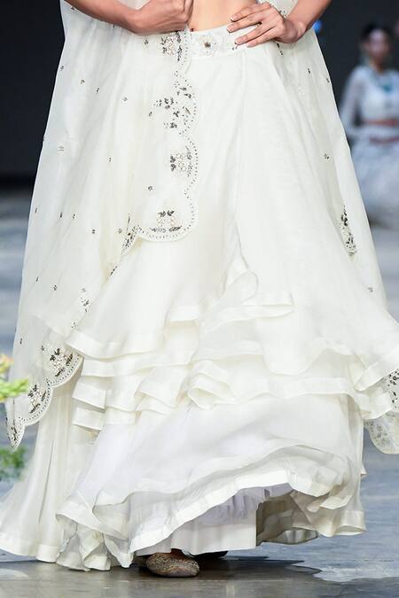 Shop_Shikha And Srishti Design_White Organza Open Jacket Lehenga Set _Online_at_Aza_Fashions