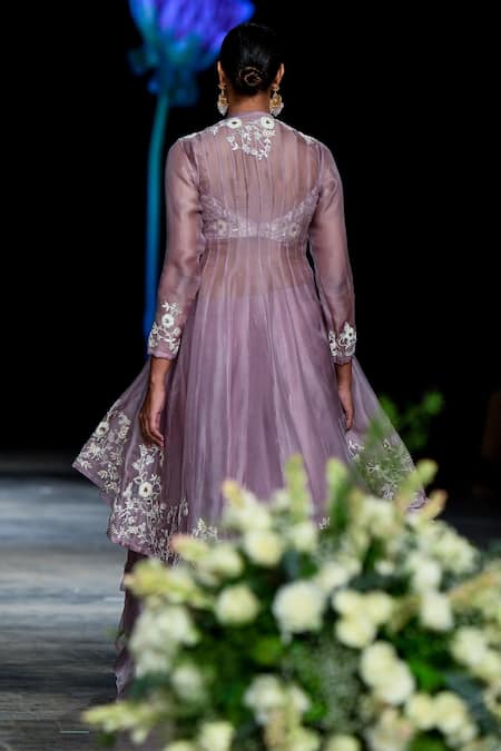Shop_Shikha And Srishti Design_Purple Organza Jacket Lehenga Set _at_Aza_Fashions