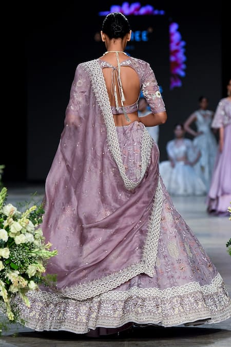 Shop Shikha And Srishti Design Purple Organza Round Embroidered Bridal Lehenga Set at Aza Fashions Shop_Shikha And Srishti Design_Purple Organza Round Embroidered Bridal Lehenga Set _at_Aza_Fashions