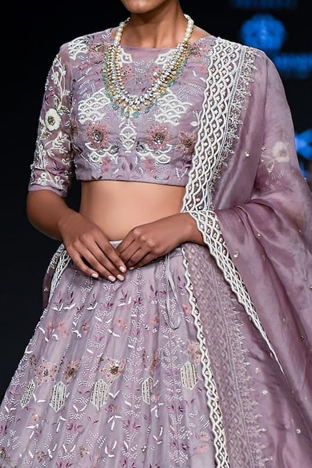 Buy Shikha And Srishti Design Purple Organza Round Embroidered Bridal Lehenga Set Online at Aza Fashions Buy_Shikha And Srishti Design_Purple Organza Round Embroidered Bridal Lehenga Set _Online_at_Aza_Fashions