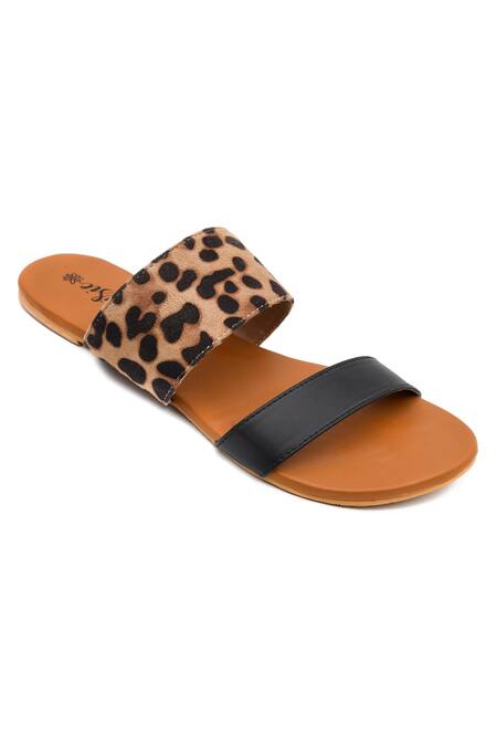 Shop_Daisie_Brown Animal Print Double Strap Sliders_Online_at_Aza_Fashions