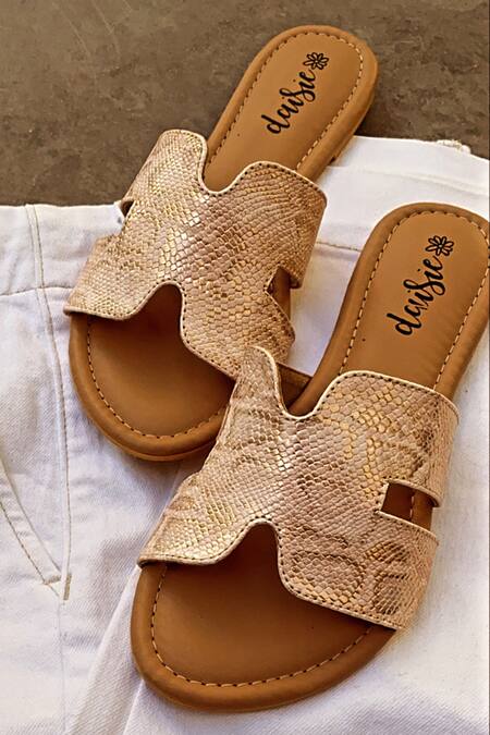 Shop_Daisie_Gold Animal Print Sliders_Online_at_Aza_Fashions