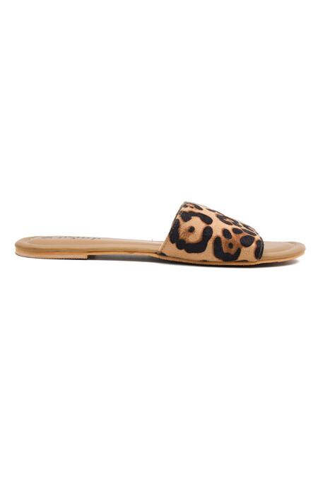 Shop_Daisie_Brown Leopard Print Faux Leather Sliders_Online_at_Aza_Fashions