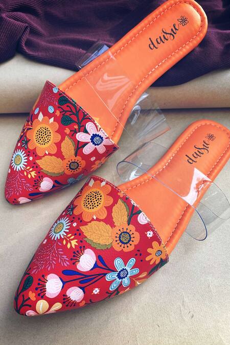 Shop Daisie Red Printed Mules at Aza Fashions Shop_Daisie_Red Printed Mules_at_Aza_Fashions