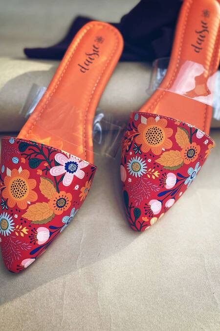 Buy Daisie Red Printed Mules Online at Aza Fashions Buy_Daisie_Red Printed Mules_Online_at_Aza_Fashions