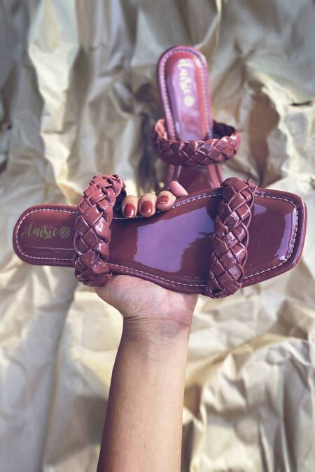 Daisie_Purple Braided Flats_Online_at_Aza_Fashions