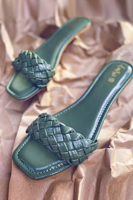 Daisie_Green Braided Flats_Online_at_Aza_Fashions
