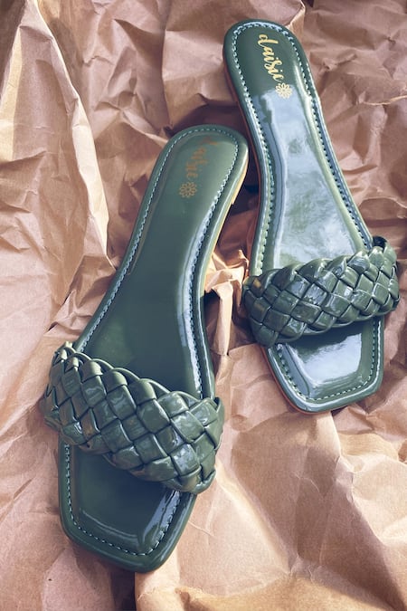 Buy_Daisie_Green Braided Flats_Online_at_Aza_Fashions