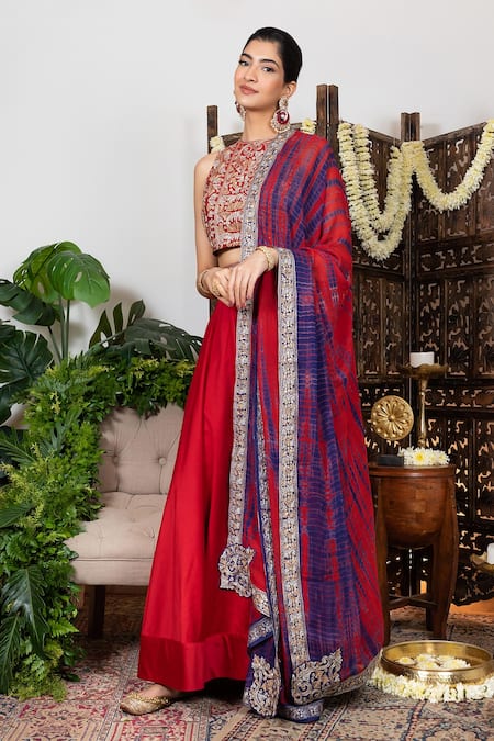 Nadima Saqib Chanderi Lehenga Set 