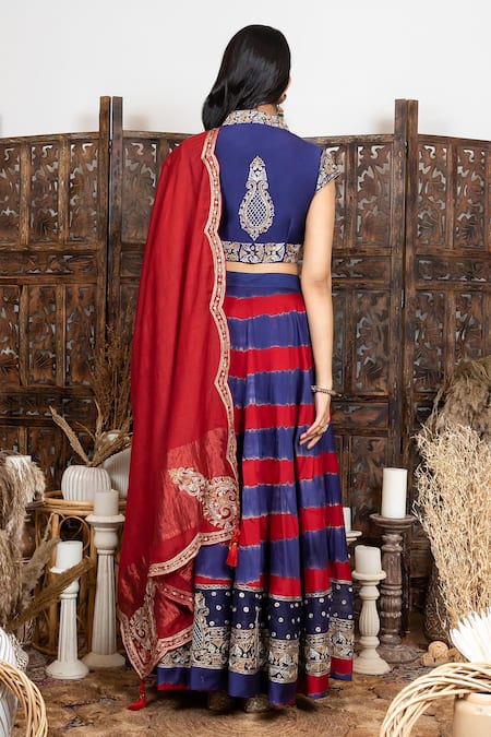 Nadima Saqib Chanderi Tie & Dye Lehenga Set 