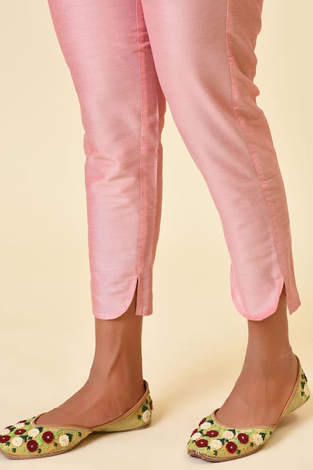 NUHH_Pink Organza, 100% Polyester, Art Silk Round Embroidered Kurta Set _at_Aza_Fashions