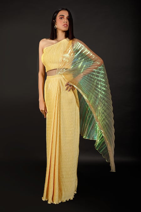 Show Shaa Pleated Pre-Draped Saree with Blouse  