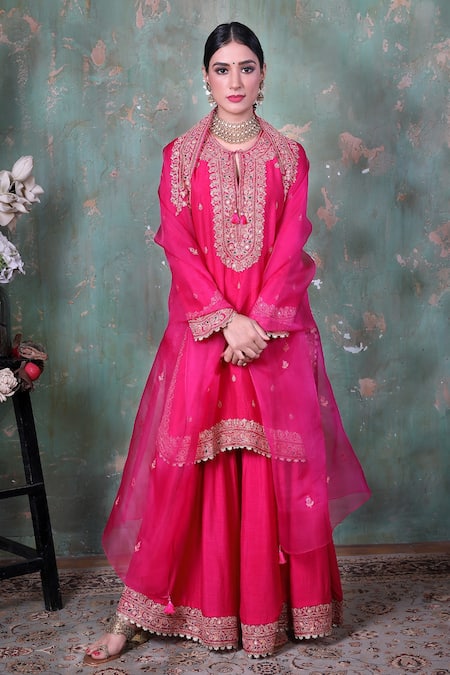Label Niti Bothra Floral Motif Kurta Sharara Set 