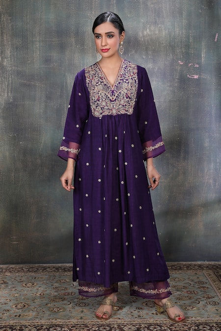 Label Niti Bothra Leaf Motif Kurta & Palazzo Set 