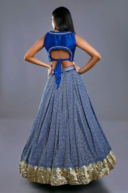 Shop Divya Kanakia Blue Raw Silk U Neck Sequins Embellished Lehenga Set at Aza Fashions Shop_Divya Kanakia_Blue Raw Silk U Neck Sequins Embellished Lehenga Set _at_Aza_Fashions
