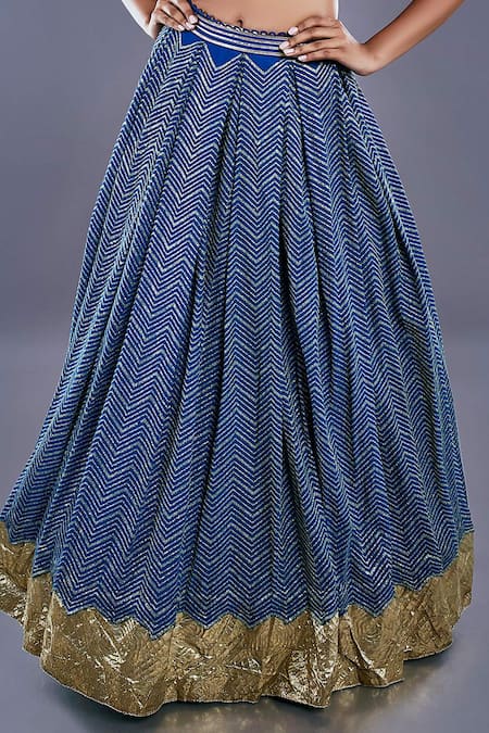 Shop Divya Kanakia Blue Raw Silk U Neck Sequins Embellished Lehenga Set Online at Aza Fashions Shop_Divya Kanakia_Blue Raw Silk U Neck Sequins Embellished Lehenga Set _Online_at_Aza_Fashions