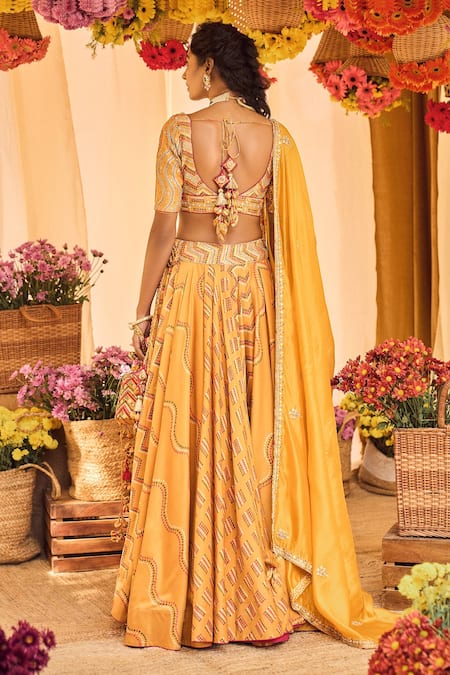 Punit Balana Gota Embroidered Blouse Bridal Lehenga Set 