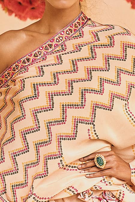 Punit Balana Pink Satin Silk One Shoulder Tunic And Draped Pant Set Online at Aza Fashions Punit Balana_Pink Satin Silk One Shoulder Tunic And Draped Pant Set _Online_at_Aza_Fashions