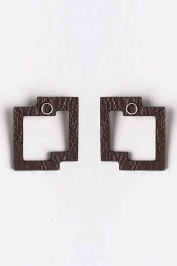 Siddhant Agrawal Brown Geometric Cutout Stud Earrings 