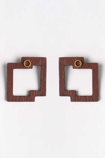 Siddhant Agrawal Textured Maroon Cutout Stud Earrings 