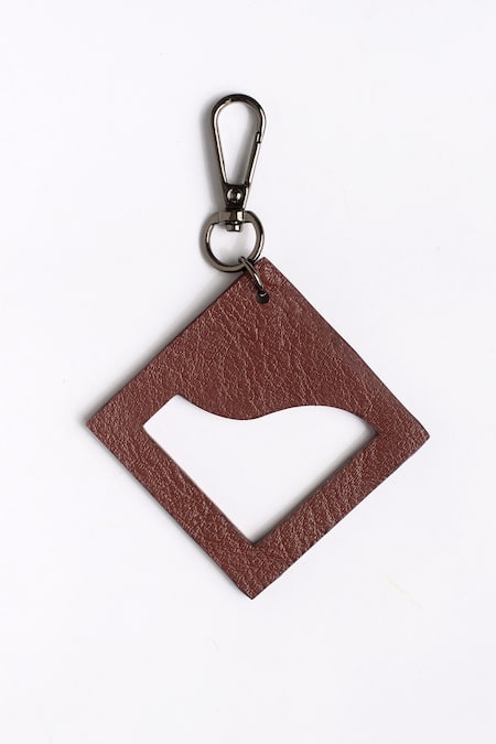 Siddhant Agrawal Label Brown Cutout Textured Keychain Tassel 