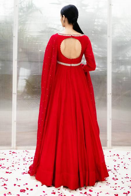 Shop Mrunalini Rao Chanderi Urvi Embroidered Anarkali With Dupatta at Aza Fashions Shop_Mrunalini Rao_Chanderi Urvi Embroidered Anarkali With Dupatta_at_Aza_Fashions