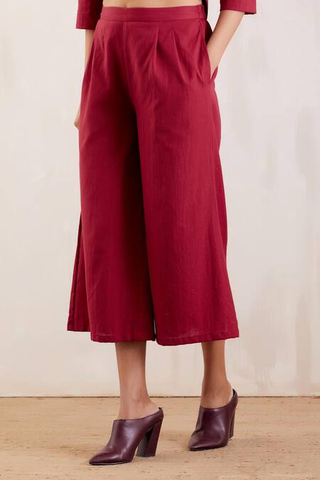 The Indian Cause_Cotton Textured Crop Top And Pant Set_at_Aza_Fashions