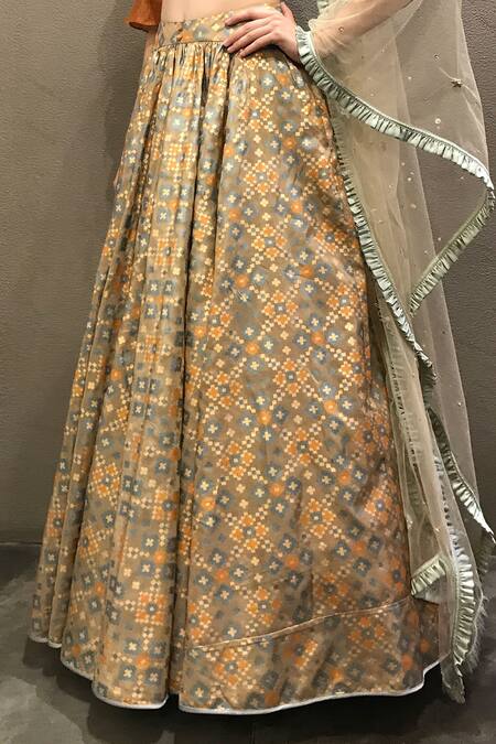 Buy I Am Design Orange Silk Round Ikat Lehenga Set Online at Aza Fashions Buy_I Am Design_Orange Silk Round Ikat Lehenga Set _Online_at_Aza_Fashions