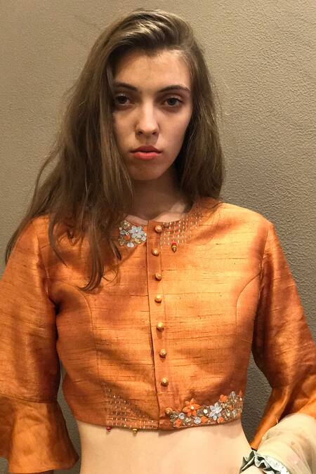 Shop I Am Design Orange Silk Round Ikat Lehenga Set Online at Aza Fashions Shop_I Am Design_Orange Silk Round Ikat Lehenga Set _Online_at_Aza_Fashions