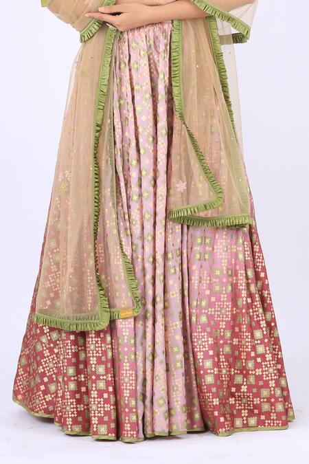 Shop I Am Design Purple Silk Round Ikat Lehenga Set Online at Aza Fashions Shop_I Am Design_Purple Silk Round Ikat Lehenga Set _Online_at_Aza_Fashions