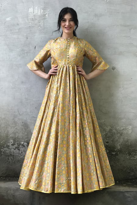 taffeta silk designer long gown