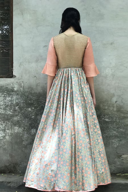 I Am Design Silk Ikat Gown 