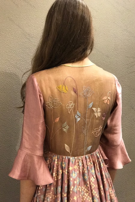 Shop_I Am Design_Purple Silk Round Ikat Gown _Online_at_Aza_Fashions